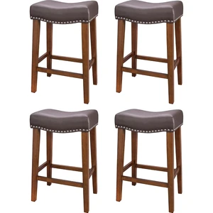24 Inch Counter Height Saddle Bar Stools Set of 4, Brown 24 Inch Counter Height Saddle Bar Stools Set of 4, Brown