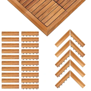 Solid Acacia Wood Edge Trim Set for Interlocking Deck Tiles Solid Acacia Wood Edge Trim Set for Interlocking Deck Tiles