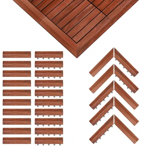 Solid Acacia Wood Edge Trim Set for Interlocking Deck Tiles Solid Acacia Wood Edge Trim Set for Interlocking Deck Tiles