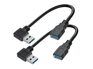 2 Pk 15CM USB 3.0 Extension Cable Type A Male to Female High-Speed Connection Extension Cable Convertor Adapter Extender Cord Right Angle 90 Degree for Laptop PC - Black 2 Pk 15CM USB 3.0 Extension Cable Type A Male to Female High-Speed Connection Extension Cable Convertor Adapter Extender Cord Right Angle 90 Degree for Laptop PC - Black