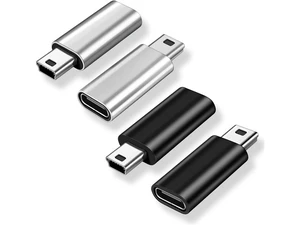 Mini USB 2.0 to USB C Adapter (4 Pack) USB Type C Female to Mini USB Male Converter Connector for Digital Camera MP3 Players Dash Cam GPS Receiver and More (Black+Silver) Mini USB 2.0 to USB C Adapter (4 Pack) USB Type C Female to Mini USB Male Converter Connector for Digital Camera MP3 Players Dash Cam GPS Receiver and More (Black+Silver)