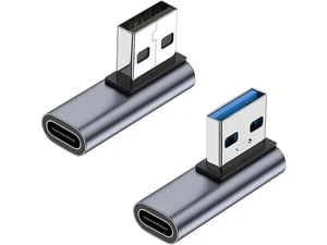 90 Degree USB C Female to USB Male Adapter 2 Pack Left and Right Angle Type C to USB A Charger Converter for iPhone Apple iWatch Watch Airpods iPad Air Mini and More 90 Degree USB C Female to USB Male Adapter 2 Pack Left and Right Angle Type C to USB A Charger Converter for iPhone Apple iWatch Watch Airpods iPad Air Mini and More