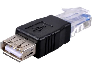1x Type A USB2.0 Female to Ethernet RJ45 Male Plug Adapter Connector 1x Type A USB2.0 Female to Ethernet RJ45 Male Plug Adapter Connector