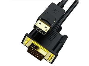 Displayport to VGA Cable Dafensoy DisplayPort to VGA Adapter Gold Plated DP Male to VGA Male Cable for Connects DP Port from Desktop Laptop to Monitor Projector with VGA Port (1.8m/6Feet) Displayport to VGA Cable Dafensoy DisplayPort to VGA Adapter Gold Plated DP Male to VGA Male Cable for Connects DP Port from Desktop Laptop to Monitor Projector with VGA Port (1.8m/6Feet)