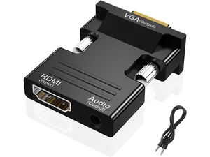 HDMI to VGA Adapter Converter Audio Output Computer Set-top Box Connector Dongle for Laptop PC Monitor Projector HDTV Chromebook Xbox -3.5mm Stereo Cable Included HDMI to VGA Adapter Converter Audio Output Computer Set-top Box Connector Dongle for Laptop PC Monitor Projector HDTV Chromebook Xbox -3.5mm Stereo Cable Included