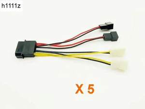 5PCS Computer Fan Power Cable 4Pin Molex to Four 3Pin Power Cable Adapter Connector 12v*2 or 5v*2 for CPU PC Case Fan Cables 5PCS Computer Fan Power Cable 4Pin Molex to Four 3Pin Power Cable Adapter Connector 12v*2 or 5v*2 for CPU PC Case Fan Cables