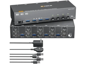 4 Port Triple Monitor KVM Switch 8K@60Hz 4K@144Hz, HDMI + 2 DisplayPort KVM Switcher for 4 Computers, Share 3 Displays & 4 USB3.0 Ports, Support Extended & Mirror Display Mode 4 Port Triple Monitor KVM Switch 8K@60Hz 4K@144Hz, HDMI + 2 DisplayPort KVM Switcher for 4 Computers, Share 3 Displays & 4 USB3.0 Ports, Support Extended & Mirror Display Mode