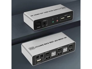 2 Port Dual Monitor KVM Switch HDMI + DisplayPort, 4K@60Hz Extended Display KVM Switch with EDID, Audio Microphone Output & 3 USB Ports, 2 Computers Share 2 Monitors PC KVM Switcher 2 Port Dual Monitor KVM Switch HDMI + DisplayPort, 4K@60Hz Extended Display KVM Switch with EDID, Audio Microphone Output & 3 USB Ports, 2 Computers Share 2 Monitors PC KVM Switcher