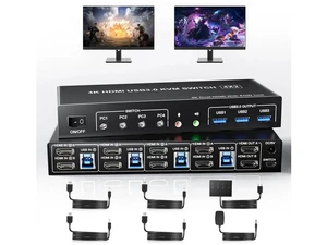 4 Port USB3.0 HDMI Dual Monitor KVM Switch 4K@60Hz, EDID Emulation KVM Switcher for 4 Computers, Built-in 3 USB3.0 Ports & Audio Microphone Jack 4 Port USB3.0 HDMI Dual Monitor KVM Switch 4K@60Hz, EDID Emulation KVM Switcher for 4 Computers, Built-in 3 USB3.0 Ports & Audio Microphone Jack