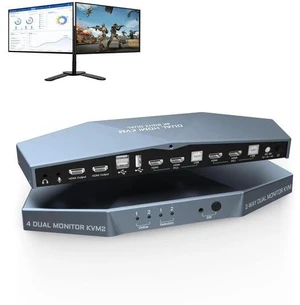 2 PCs Dual Monitor KVM Switch 4K@60Hz, HDMI 4X2 Dual Monitor KVM Switcher Support HDCP 2.2, Control 2 Computers with 2 Monitors for Home Office 2 PCs Dual Monitor KVM Switch 4K@60Hz, HDMI 4X2 Dual Monitor KVM Switcher Support HDCP 2.2, Control 2 Computers with 2 Monitors for Home Office