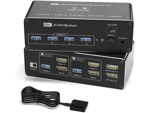 8K HDMI+DP Dual Monitor KVM Switch 2 Computers 2 Monitors, USB 3.0 KVM Switcher Extended/Copy Display Mode, 2 PC Share Keyboard Mouse Monitor with Desktop Controller & 2 USB Cables 8K HDMI+DP Dual Monitor KVM Switch 2 Computers 2 Monitors, USB 3.0 KVM Switcher Extended/Copy Display Mode, 2 PC Share Keyboard Mouse Monitor with Desktop Controller & 2 USB Cables