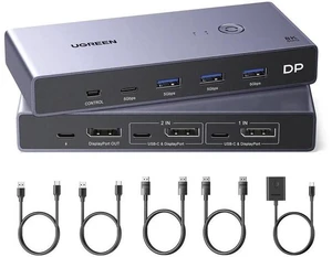 UGREEN 2 in 1 Out DP1.4 KVM Switch, 8K@60Hz 4K@240Hz DisplayPort Switcher with 4 USB 3.0 Ports(3 USB-A+1 USB-C), 2 Computers Share Monitor Keyboard Mouse U-Disk Printer, Comes with 2 DP Cables & 2 USB UGREEN 2 in 1 Out DP1.4 KVM Switch, 8K@60Hz 4K@240Hz DisplayPort Switcher with 4 USB 3.0 Ports(3 USB-A+1 USB-C), 2 Computers Share Monitor Keyboard Mouse U-Disk Printer, Comes with 2 DP Cables & 2 USB