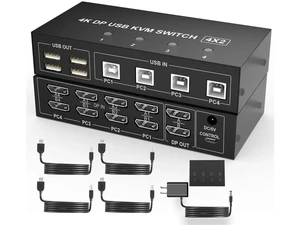 4 Port Dual Monitor DisplayPort KVM Switch 4K@60Hz, 4 Computers 2 Monitors KVM Switch with 4 USB 2.0 Hub, Keyboard Mouse DisplayPort KVM Switcher for Desktop Laptop 4 Port Dual Monitor DisplayPort KVM Switch 4K@60Hz, 4 Computers 2 Monitors KVM Switch with 4 USB 2.0 Hub, Keyboard Mouse DisplayPort KVM Switcher for Desktop Laptop