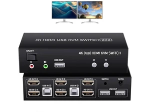 2 Port Dual Monitor KVM Switch 4K@60Hz, 2x2 HDMI KVM Switcher for 2 Computers Share 2 Displays, with 5 USB 2.0 Ports, Wired Remote Control and USB Power Cable 2 Port Dual Monitor KVM Switch 4K@60Hz, 2x2 HDMI KVM Switcher for 2 Computers Share 2 Displays, with 5 USB 2.0 Ports, Wired Remote Control and USB Power Cable