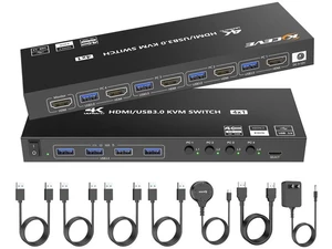 4 Port HDMI KVM Switch 4K@60Hz 2K@120Hz, EDID Simulation KVM Switcher for 4 Computers Share 1 Monitor Keyboard Mouse HDD Printer, with Wired Remote & Power Adapter 4 Port HDMI KVM Switch 4K@60Hz 2K@120Hz, EDID Simulation KVM Switcher for 4 Computers Share 1 Monitor Keyboard Mouse HDD Printer, with Wired Remote & Power Adapter