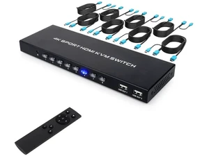 8 Port 4K HDMI KVM Switch, 4K@30Hz USB KVM Switcher, 8 Computers Share HD Monitor & 4 USB Peripherals, Comes with IR Remote Control and 8 Sets HDMI USB KVM Cables 8 Port 4K HDMI KVM Switch, 4K@30Hz USB KVM Switcher, 8 Computers Share HD Monitor & 4 USB Peripherals, Comes with IR Remote Control and 8 Sets HDMI USB KVM Cables
