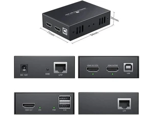 HDMI KVM USB Extender 1080P Over Cat5e/Cat6 Ethernet Cable, 50m (164ft) HD Video Transmission with Remote Mouse & Keyboard Control HDMI KVM USB Extender 1080P Over Cat5e/Cat6 Ethernet Cable, 50m (164ft) HD Video Transmission with Remote Mouse & Keyboard Control