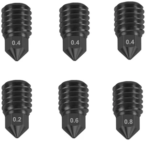 Hotend Hardened Steel Nozzle Kit for Bambu Lab P1S/P1P/X1/X1C/X1E/Kobra S1 Combo/Adventurer 5M/5M Pro 3D Printer,High Flow Extruder Hotend Replacement Nozzles (6Pcs 3x 0.4mm,0.2mm,0.6mm,0.8mm) Hotend Hardened Steel Nozzle Kit for Bambu Lab P1S/P1P/X1/X1C/X1E/Kobra S1 Combo/Adventurer 5M/5M Pro 3D Printer,High Flow Extruder Hotend Replacement Nozzles (6Pcs 3x 0.4mm,0.2mm,0.6mm,0.8mm)