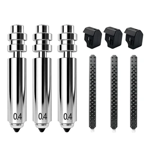 3 Pack 0.4mm Hotend Nozzles for Anycubic Kobra 4 & Kobra X, Integrated Hardened Steel Quick-Swap High Temperature High Flow Replacement Nozzle, Includes 3 Silicone Socks & 3 Cleaning Brushes 3 Pack 0.4mm Hotend Nozzles for Anycubic Kobra 4 & Kobra X, Integrated Hardened Steel Quick-Swap High Temperature High Flow Replacement Nozzle, Includes 3 Silicone Socks & 3 Cleaning Brushes