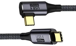 90 Degree Angled USB-C to USB-C USB4 Cable 40Gbps with 100W Charging UHD 8K 5K 4K@60Hz USB4.0 Compatible with Thunderbolt3/4 1.0M 90 Degree Angled USB-C to USB-C USB4 Cable 40Gbps with 100W Charging UHD 8K 5K 4K@60Hz USB4.0 Compatible with Thunderbolt3/4 1.0M