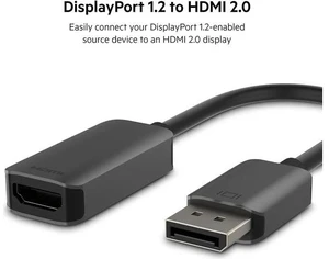 HDMI to DisplayPort Adapter DisplayPort 1.2 to HDMI 2.0 Converter - Compatible with 4K 60fps HDR & HDR10 Monitors Projectors and HDTVs - Uni-Directional DisplayPort to HDMI Adapter Cable HDMI to DisplayPort Adapter DisplayPort 1.2 to HDMI 2.0 Converter - Compatible with 4K 60fps HDR & HDR10 Monitors Projectors and HDTVs - Uni-Directional DisplayPort to HDMI Adapter Cable