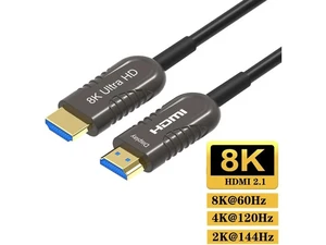 8K Fiber Optic HDMI 2.1 Cable 33Feet, Supports 8K@60Hz 4K@120Hz Ultra High Speed 48Gbps Dynamic HDR, eARC,ARR, Dolby Atmos, Compatible with PS5/4, AVR, Projector, LG/Samsung/Sony TV 8K Fiber Optic HDMI 2.1 Cable 33Feet, Supports 8K@60Hz 4K@120Hz Ultra High Speed 48Gbps Dynamic HDR, eARC,ARR, Dolby Atmos, Compatible with PS5/4, AVR, Projector, LG/Samsung/Sony TV