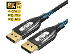 DP Fiber Cable 16ft, Displayport Fiber Optic Cable High Speed 32.4 Gbps 8K@60Hz 4K@165Hz 2K@144Hz DP1.4, Fiber DP to DP Cable Slim and Flexible, Gold Plated Connector, Displayport Fiber Cable DP Fiber Cable 16ft, Displayport Fiber Optic Cable High Speed 32.4 Gbps 8K@60Hz 4K@165Hz 2K@144Hz DP1.4, Fiber DP to DP Cable Slim and Flexible, Gold Plated Connector, Displayport Fiber Cable