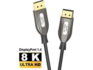 DisplayPort Optical Cable 16FT- 8K 60Hz/4K 120Hz Video - Fiber Optic DisplayPort 1.4 Cable - HDR10, HBR3 - Long Ultra HD DP to DP Cord for Monitor/Display DisplayPort Optical Cable 16FT- 8K 60Hz/4K 120Hz Video - Fiber Optic DisplayPort 1.4 Cable - HDR10, HBR3 - Long Ultra HD DP to DP Cord for Monitor/Display