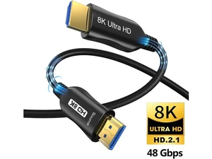 8K HDMI2.1 Fiber Optic Cable, 48Gbps High Speed HDMI 2.1 Cable, Supports 8K 60Hz 4K 120Hz 144Hz 3D Dynamic HDR HDCP 2.2/2.3 eARC 4:4:4, 100% Real 8K Quality HDMI Fiber Optic Cord (16 Feet) 8K HDMI2.1 Fiber Optic Cable, 48Gbps High Speed HDMI 2.1 Cable, Supports 8K 60Hz 4K 120Hz 144Hz 3D Dynamic HDR HDCP 2.2/2.3 eARC 4:4:4, 100% Real 8K Quality HDMI Fiber Optic Cord (16 Feet)