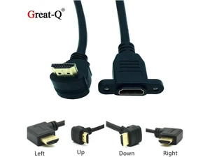 HDMI-compatible 2.0v 4K*2K Angle 90 Degree Male to Female Extension Cable panel mount with screw hole For PSP HDTV HDMI-compatible 2.0v 4K*2K Angle 90 Degree Male to Female Extension Cable panel mount with screw hole For PSP HDTV