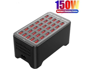 30-Port 150W (30 A) USB Charging Station, Home-Sized Desktop USB Fast Charger, Multiple USB Desktop Chargers for Hotels, Schools, Shops, Shopping malls and Travel - Black 30-Port 150W (30 A) USB Charging Station, Home-Sized Desktop USB Fast Charger, Multiple USB Desktop Chargers for Hotels, Schools, Shops, Shopping malls and Travel - Black