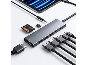 USB C Hub 9-in-1 Adapter for iPad Pro iPad Pro M4 M2 M1 13 12.9 11-inch iPad Air 5 4 Docking Station with 4K HDMI, USB-C PD, SD/TF Card Reader, USB 3.0, 3.5mm Headphone Jack, Type C Data, iPad Mini 6 USB C Hub 9-in-1 Adapter for iPad Pro iPad Pro M4 M2 M1 13 12.9 11-inch iPad Air 5 4 Docking Station with 4K HDMI, USB-C PD, SD/TF Card Reader, USB 3.0, 3.5mm Headphone Jack, Type C Data, iPad Mini 6