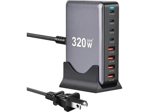 8-Prots 320W GaN III 8 Ports USB C Fast Charging Station Hub Mobile Phone Quick Charging Type C Desk GaN Tech Laptop USB C Power Adapter Block for IPhone Samsung 8-Prots 320W GaN III 8 Ports USB C Fast Charging Station Hub Mobile Phone Quick Charging Type C Desk GaN Tech Laptop USB C Power Adapter Block for IPhone Samsung