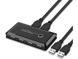 KVM Switch Box 3.0 2.0 Switcher 2 Port PCs Sharing 4 Devices for Keyboard Mouse Printer Monitor Switch Selector KVM Switch Box 3.0 2.0 Switcher 2 Port PCs Sharing 4 Devices for Keyboard Mouse Printer Monitor Switch Selector