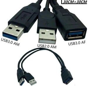 USB 3.0 extension mobile hard disk DATA cable female to 2 USB public cable strengthen the power supply USB 3.0 extension mobile hard disk DATA cable female to 2 USB public cable strengthen the power supply