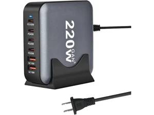 6-Prots USB C Charger 220W Portable Charger USB Type-C Charger Compact GaN III Fast Charger USB C Fast Charging Block for MacBook Pro/Air, iPad Pro, iPhone 16 15 14 Pro 6-Prots USB C Charger 220W Portable Charger USB Type-C Charger Compact GaN III Fast Charger USB C Fast Charging Block for MacBook Pro/Air, iPad Pro, iPhone 16 15 14 Pro