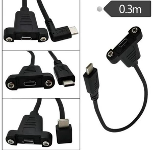 30CM USB C Type-C male to female extension data cable 90 degree right-angle extension cable with panel screw hole 480Mbps 30CM USB C Type-C male to female extension data cable 90 degree right-angle extension cable with panel screw hole 480Mbps