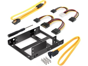 2.5 to 3.5 Inch Dual Hard Disk Metal Bracket Adapter HDD Holder with Double SATA & Power Cable for Desktop 2.5 to 3.5 Inch Dual Hard Disk Metal Bracket Adapter HDD Holder with Double SATA & Power Cable for Desktop