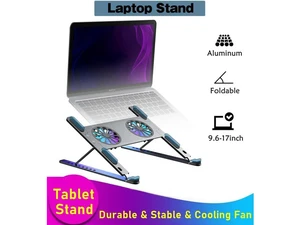 Laptop Tablet Stand with 2 High-speed Cooling Fan, Adjustable Laptop Tablet Stand for Desk, Compatible with MacBook Air Pro, Dell, Hp and More All 11-17.3 Inches Tablet or Laptop Notebook Laptop Tablet Stand with 2 High-speed Cooling Fan, Adjustable Laptop Tablet Stand for Desk, Compatible with MacBook Air Pro, Dell, Hp and More All 11-17.3 Inches Tablet or Laptop Notebook