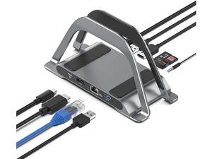 MacBook Docking Station, USB C Docking Station with Vertical Bracket Compatible with MacBook Pro and Air with 4K HDMI, 3 USB, SD/TF, PD3.0, RJ45 Ethernet, Audio for HP/Dell/Lenovo Laptops MacBook Docking Station, USB C Docking Station with Vertical Bracket Compatible with MacBook Pro and Air with 4K HDMI, 3 USB, SD/TF, PD3.0, RJ45 Ethernet, Audio for HP/Dell/Lenovo Laptops