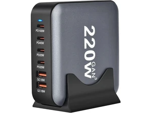 220W GaN III Fast Charger 6-Port USB Type C Phone Charger Quick Charge 3.0 Power Adapter, GaN Tech Laptop USB C Power Adapter Block For iPhone 16 15 14 13 Samsung Desk Charger 220W GaN III Fast Charger 6-Port USB Type C Phone Charger Quick Charge 3.0 Power Adapter, GaN Tech Laptop USB C Power Adapter Block For iPhone 16 15 14 13 Samsung Desk Charger