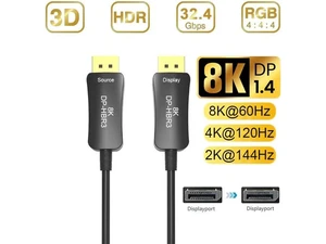 8K Fiber DisplayPort Cable 164 feet Light High Speed Support 32.4 Gbps 8K60HZ DP1.4 Slim and Flexible with Optic Technology(In Wall) 8K Fiber DisplayPort Cable 164 feet Light High Speed Support 32.4 Gbps 8K60HZ DP1.4 Slim and Flexible with Optic Technology(In Wall)