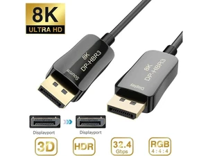 8K DisplayPort Cable Ultra HD Gold-Plated DisplayPort 1.4 Male to Male Cable SPCC Shell, Support 7680x4320 Resolution, 8K@60Hz, 4K@144Hz, 32.4Gbps, HDP, HDCP for HDTV Monitor , 50m 164ft 8K DisplayPort Cable Ultra HD Gold-Plated DisplayPort 1.4 Male to Male Cable SPCC Shell, Support 7680x4320 Resolution, 8K@60Hz, 4K@144Hz, 32.4Gbps, HDP, HDCP for HDTV Monitor , 50m 164ft