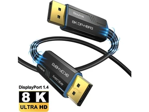 8K Long DP Fiber Optic Cable 330Feet/100m, Displayport 1.4 Cable, 32.4Gbps Ultra High Speed, 8K@60Hz, 4K@144Hz, Support HBR3, DSC 1.2, HDR10, Compatible with Graphics Card, Projector, Monitor 8K Long DP Fiber Optic Cable 330Feet/100m, Displayport 1.4 Cable, 32.4Gbps Ultra High Speed, 8K@60Hz, 4K@144Hz, Support HBR3, DSC 1.2, HDR10, Compatible with Graphics Card, Projector, Monitor