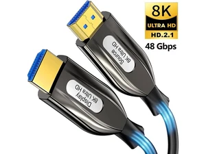 8K@60 Long HDMI Fiber Optic Cable 164FT/50M, 48Gbps 2.1 High Speed Gaming HDMI Cord 4K120 144Hz RTX 3090 eARC HDCP 2.2&2.3 Compatible for PS5, SoundBar, AVR, UHD TV 8K@60 Long HDMI Fiber Optic Cable 164FT/50M, 48Gbps 2.1 High Speed Gaming HDMI Cord 4K120 144Hz RTX 3090 eARC HDCP 2.2&2.3 Compatible for PS5, SoundBar, AVR, UHD TV