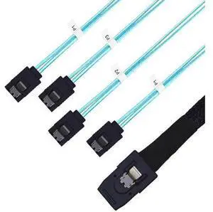 2M SFF-8087 Mini SAS to 4 SATA Breakout Cable for RAID Controller & HBA Card 2M SFF-8087 Mini SAS to 4 SATA Breakout Cable for RAID Controller & HBA Card