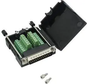 DB25 Male Solder-Free Breakout Board Terminal Connector Signal Module with Housing Long Bolts Nuts DB25 Male Solder-Free Breakout Board Terminal Connector Signal Module with Housing Long Bolts Nuts
