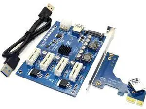 M.2 M Key / PCI-E X1 to 4 PCI-E X16 Mining Expansion Card, 1 to 4 Port PCIe Switch Multiplier Hub with 6Pin SATA Power & USB Riser Cable, Multi-GPU Adapter for BTC ETH Cryptocurrency Mining M.2 M Key / PCI-E X1 to 4 PCI-E X16 Mining Expansion Card, 1 to 4 Port PCIe Switch Multiplier Hub with 6Pin SATA Power & USB Riser Cable, Multi-GPU Adapter for BTC ETH Cryptocurrency Mining