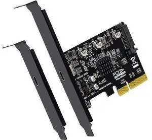 PCIe 3.0 x4 USB-C 20Gbps Expansion Card, USB 3.2 Gen2x2 Type-C PCI Express Add-On Adapter with Full & Low Profile Brackets, SATA 15-Pin Powered Desktop PCIe USB Extension Card PCIe 3.0 x4 USB-C 20Gbps Expansion Card, USB 3.2 Gen2x2 Type-C PCI Express Add-On Adapter with Full & Low Profile Brackets, SATA 15-Pin Powered Desktop PCIe USB Extension Card