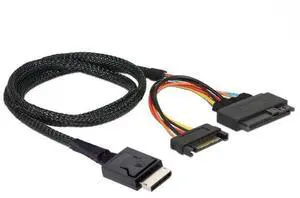0.5M/1.64FT PCIe 4.0 SFF-8611 to SFF-8639 U.2 Cable with SATA Power for NVMe SSD 0.5M/1.64FT PCIe 4.0 SFF-8611 to SFF-8639 U.2 Cable with SATA Power for NVMe SSD